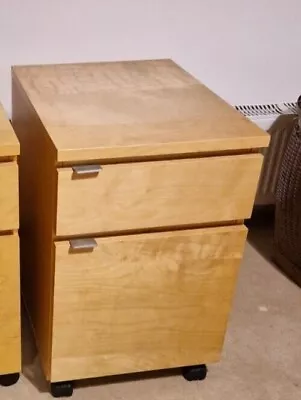 IKEA 2 Drawer Wooden Filing Cabinet On Wheels | Office Storage Unit | Desk • £10