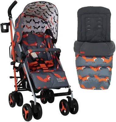 Cosatto Supa 3 Pushchair Charcoal Mister Fox With Footmuff And Raincover 0m-25kg • £159.95