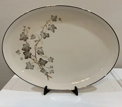 Vtg Embassy Vitrified China USA Springs Of Ivy Platinum Trim Serving Platter • $16