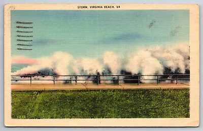 Vintage Postcard VA Virginia Beach Storm C1940 Linen ~10552 • $1.94