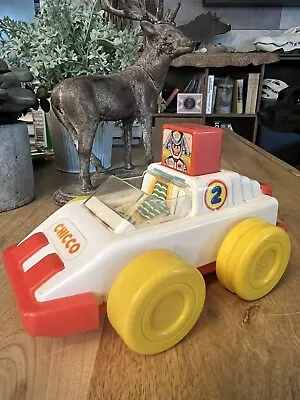 Vintage 1980s Plastic Chicco Push N' Go #2 Race Car Made In Italy 7.5” Works! • $20