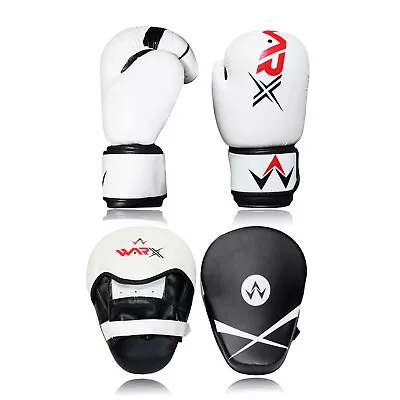 WARX Boxing Gloves And Focus Pads Set Hook & Jabs Mitts Punch Gym Training MMA • £19.99
