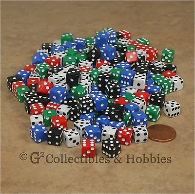 NEW 200 Mini 8mm Multicolor D6 Six Sided Game Dice Bulk 5/16 Inch D6s - 5 Colors • $37.99