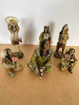 Native American Indians Statue Figures X6 V G C • £105