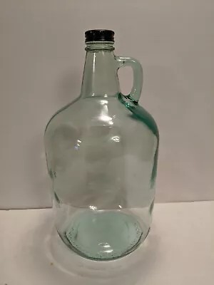 Gallon Glass Jug Handled Bottle Light Green With Black Cap Marked 3L (3 Liter) • $20