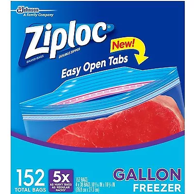 Ziploc Heavy Duty Freezer Bags Gallon Size (Double Zipper) 152 Bags (4 X 38) • £44.99