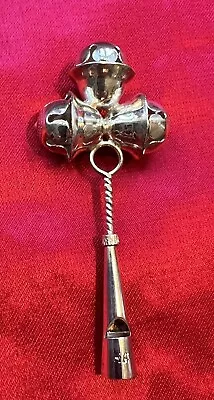 925 Silver  18.75 Grams Vintage Triple Baby Gift Rattle Toy Chimes Whistles. • $32.59