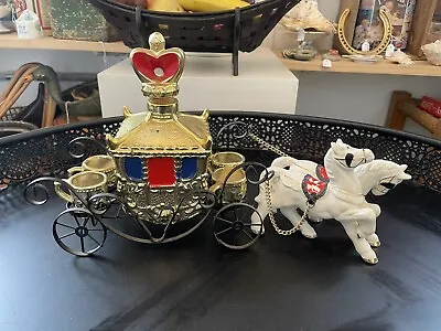 Vintage Ceramic Cinderella Horse Cart Decanter Set JAPAN • $75