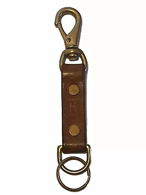 Leather Key Chain Belt Clip Brass Hardware Heroku Vintage Personalized Initials • $18