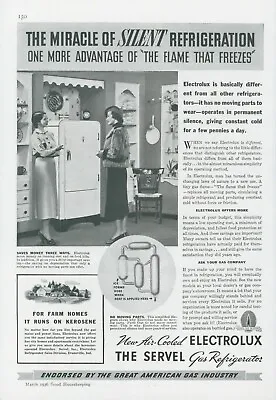 1936 Electrolux Refrigerator Silent Servel Gas Fur Coat Vintage Print Ad GH1 • $12.39