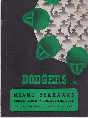 Miami Seahawks At Brooklyn Dodgers  RARE Program 10/25/1946 • $749.99