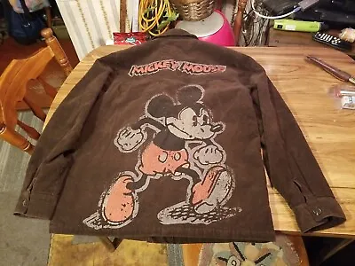 Vintage Disney Mad Mickey Mouse Barn Jacket Brown Corduroy Coat Men Sz Large • $9.99