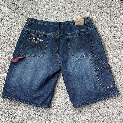 Vintage U.S. Polo Assn Men’s Denim Carpenter Jean Shorts Size 42 Blue Pocket VTG • $34.99