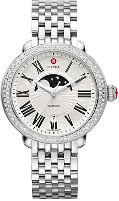 Michele Serein Moonphase Stainless Steel MWW21D000002 Ladies 40mm Watch • $989