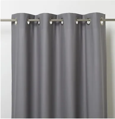 Hiva Grey Plain Unlined Eyelet Curtain (W)117cm (L)137cm • £10