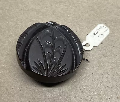 Vintage Carved Chocolate Bakelite Button 1 1/2  Flower Theme • $6.80