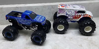 Monster Jam Blue Thunder & Milk Monster Truck Lot 1/24 Scale Die Cast Hot Wheels • $36.99