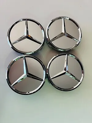 $16.99 • Buy 4 Wheel Center Caps 75mm Silver Chrome Fits Mercedes Benz MB AMG Fast Free Ship!