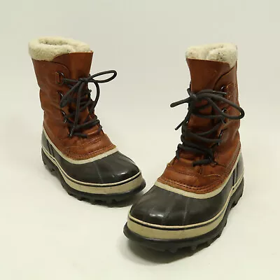 Sorel Caribou Men's Size 8 Waterproof Brown Boots Wool Insulated NM1481-256 • $69.95