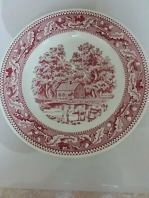 Set Of 2 Vintage Royal (USA) Ironstone Memory Lane 10  Dinner Plates Pink Red • $7.50