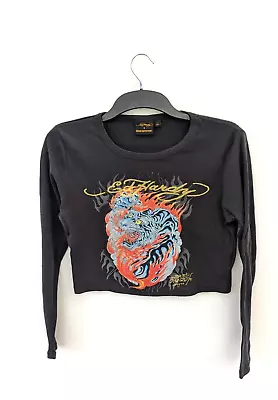 Urban Outfitters Ed Hardy Top Womens L XL Dragon Tiger Cropped Tshirt Pullover • $27.25