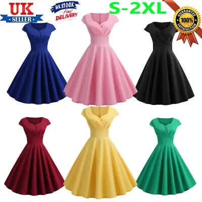 £15.69 • Buy UK Women Retro Party Dress 50-60s Rockabilly Dress Swing Petticoat Skater Dress