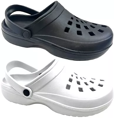 Mens Gents Slip On Garden Clogs Mules Comfy Beach Pool Back Strap Sandals Shoes • £6.99