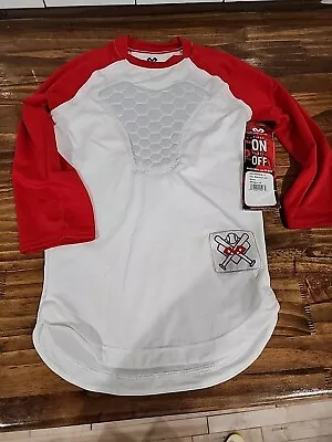 McDavid 7630 Youth Hex Pad Sternum Raglan 3/4 Sleeve Length Shirt Sm NEW Wht/red • $12