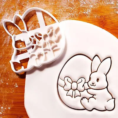 Bunny With Easter Egg Cookie Cutter - Fluffy Rabbit Pascha Baby Shower Spring • $14.05