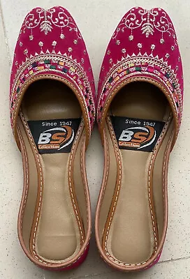 Pink Embroidered Khussa Shoes For Women US Size 8.5 - Indian Style Barbie Shoes • $23.50