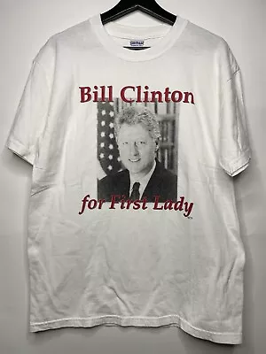 Vintage Bill Clinton Tee Shirt First Lady Medium Parody Political Red • $35.50