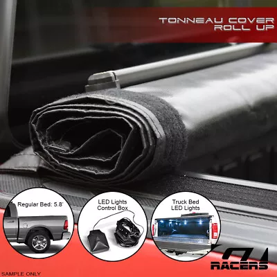 For 2019-2024 Ram 1500 5.7 Ft Bed Lo Pro Roll Up Tonneau Cover W/Velcro V2+LED • $208