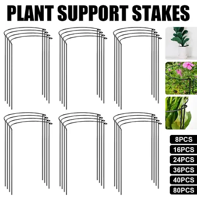 8/16x Garden Bow Type Half Round Fence Plant Support Stakes Flower Support Rings • £9.99