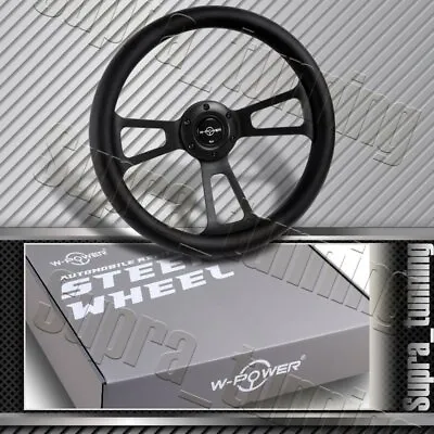 6-Hole Black Leather Grip W-Power 13.5  Aluminum 3-Spoke Vintage Steering Wheel • $95.79