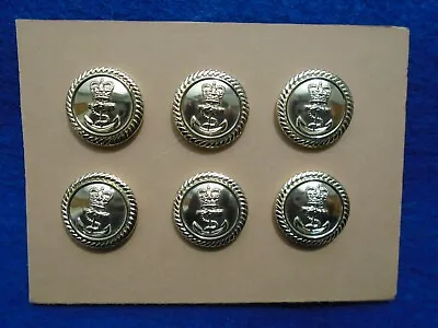 6 New Royal Navy 19mm Anodised Staybrite Gold Officers Naval Buttons Rope Edge • £6.50