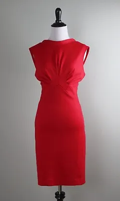 $59.99 • Buy ZAC POSEN Z Spoke Solid Red Ponte Stretch Pleated Lined Elegant Dress Size 6
