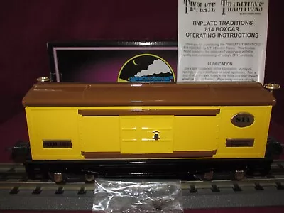 Mth 10-1042 Tinplate Traditions No 814 Boxcar Yellow Brown W Brass Trim O Gauge • $56.99