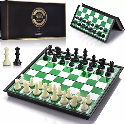 Magnetic Travel Chess Set With Folding Chess Board & 2 Extra Queens & Convenienc • $24.78