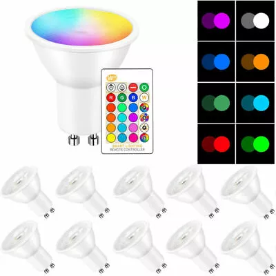 RGB GU10 LED Light Bulbs Remote Control Colour Change Dimmable Spot Light Bulb Y • £5.99