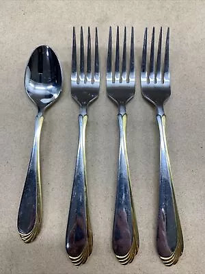 Vintage Royal Limited Flatware - Gold Accent - Set Of 3 Forks And 1 Spoons • $9