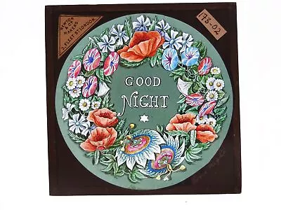 Goodnight Motto Slide - Hand Painted Glass Magic Lantern Slide • £30