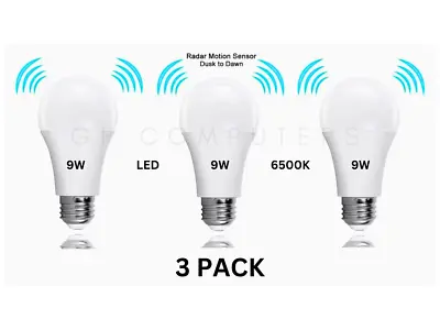 3 PACK 9W Motion Sensor LED Light Bulb E27 E26 Automatic On/Off INDOOR/OUTDOOR • $16.68