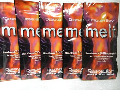 5 PACKS PACKETS MELT 7x BRONZER NON HEAT TINGLE TANNING LOTION BY DESIGNER SKIN • $19.95