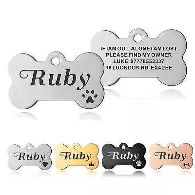 £3.99 • Buy Personalised Dog Tags For Dogs/Cats Custom ID Name Tags Engraved Adorable Symbol