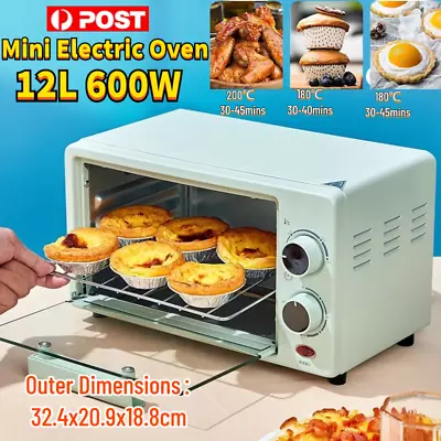12L Electric Mini Oven Grill Toaster Bake Compact Oven Timer Breakfast Maker AU • $46.99