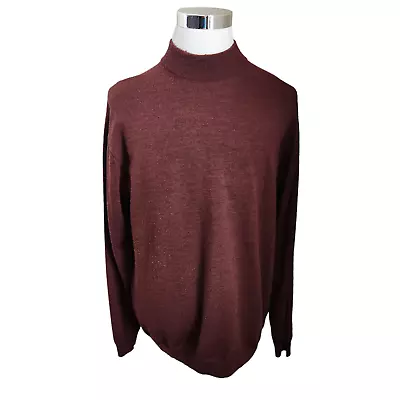 PTONTO UOMO 100% Merino Wool Sweater Men Size XL High Neck Pullover Long Brown • $19.90