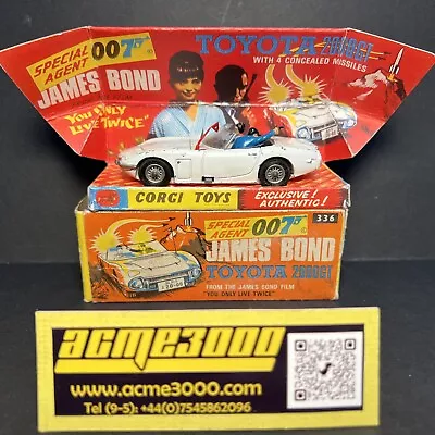 1967-69 Corgi Toys - 336 JAMES BOND TOYOTA 2000 + ORIGINAL BOX & INNER PLINTH • £100