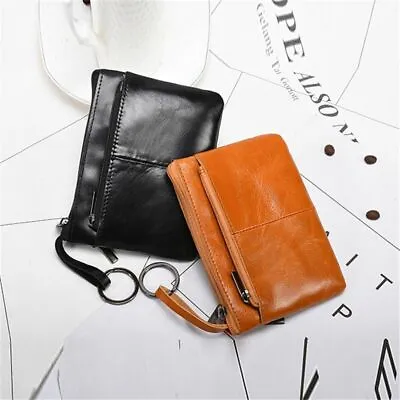 Mini Purse Men Wallet Women Leather Zipper Vintage Short Lady Small Slim Purse • $12.99