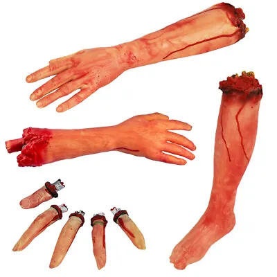 Halloween Life Size Severed Body Parts Prop Bloody Fake Arm Leg Foot Fingers • £6.99