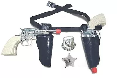 Kids 7pcs Cowboy Dual Holster Set+Die-Cast Cap Gun Pistols-ILLEGAL In NY NJCA • $18.89